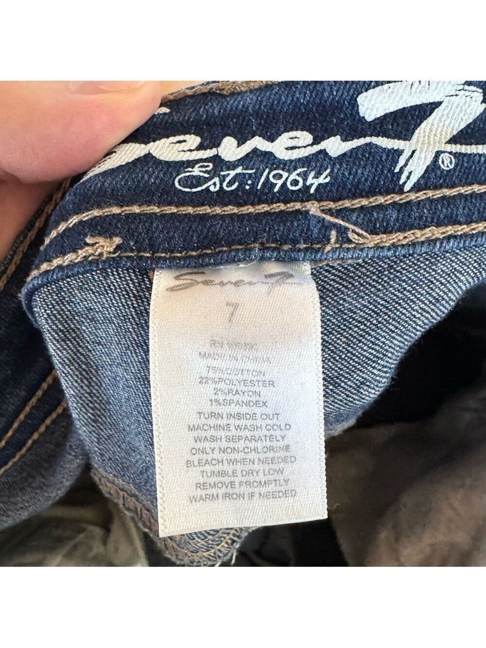 Seven7 Skinny Fit Distressed Denim Jeans Medium Wash Size 7 - Picture 4 of 6